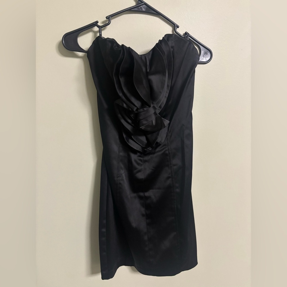 Bebe Black Satin Slip Dress Size Small 4-6 Cocktail Mini Formal Party Holiday